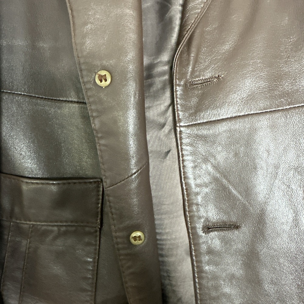 Vintage Imperial Jacket Mens Sz 40 Brown Button Front Collar 100% Leather 1980s - Picture 8 of 16